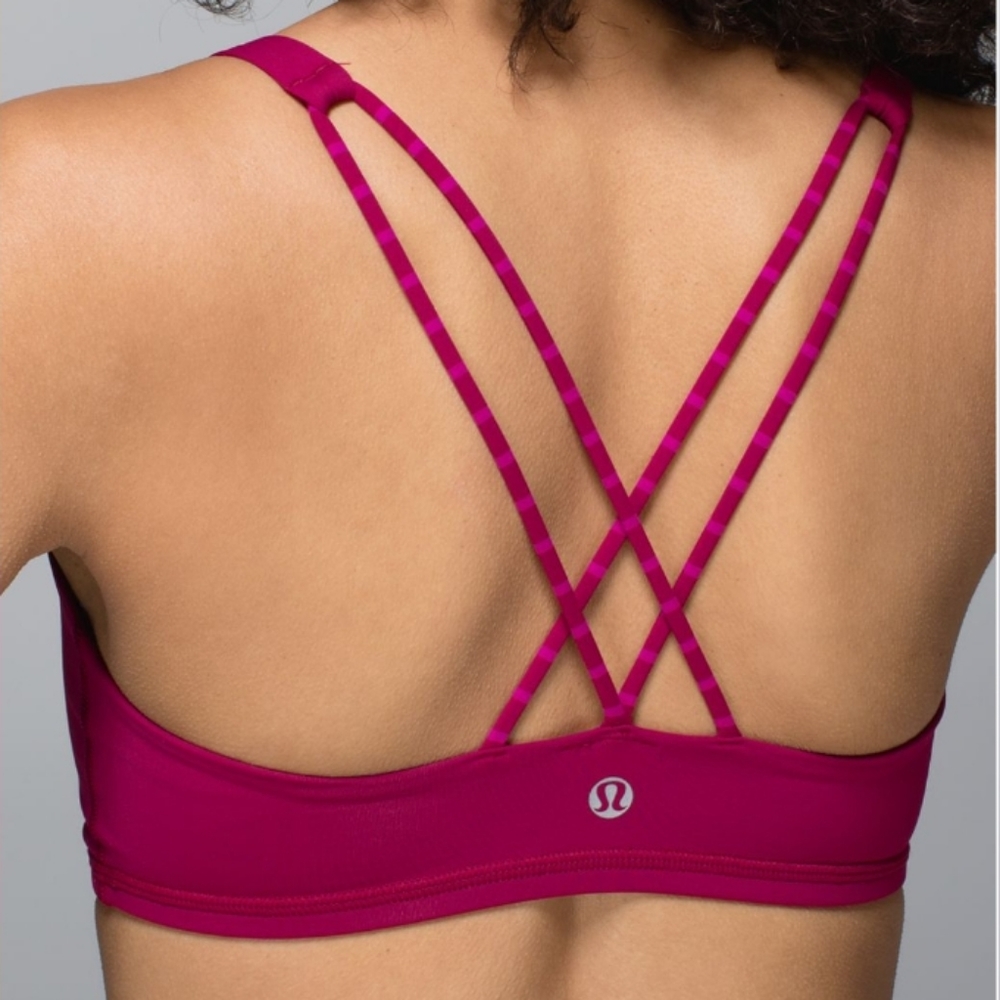 Lululemon Free To Be Bra in Bumble Berry / West2east Stripe Bumble Berry